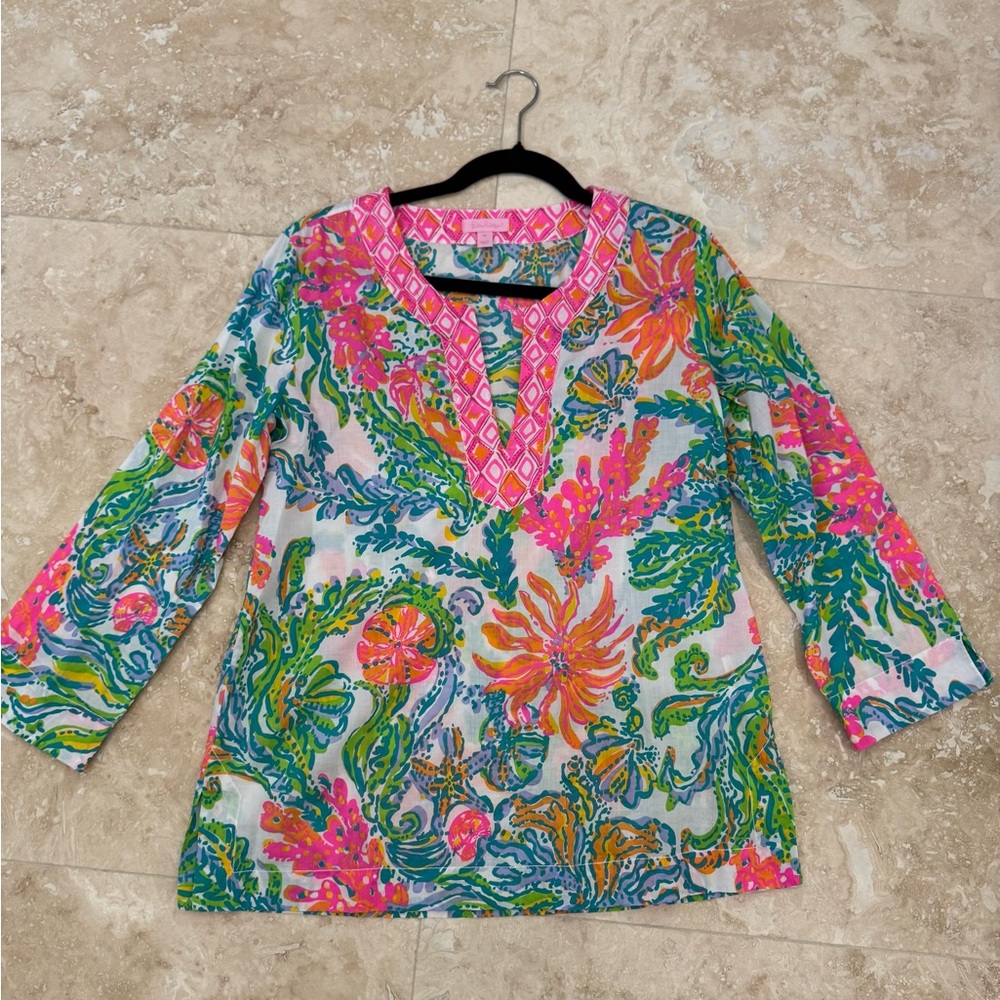 Lilly Pulitzer Multicolor Floral Tunic - Pink, Green, Blue, Orange